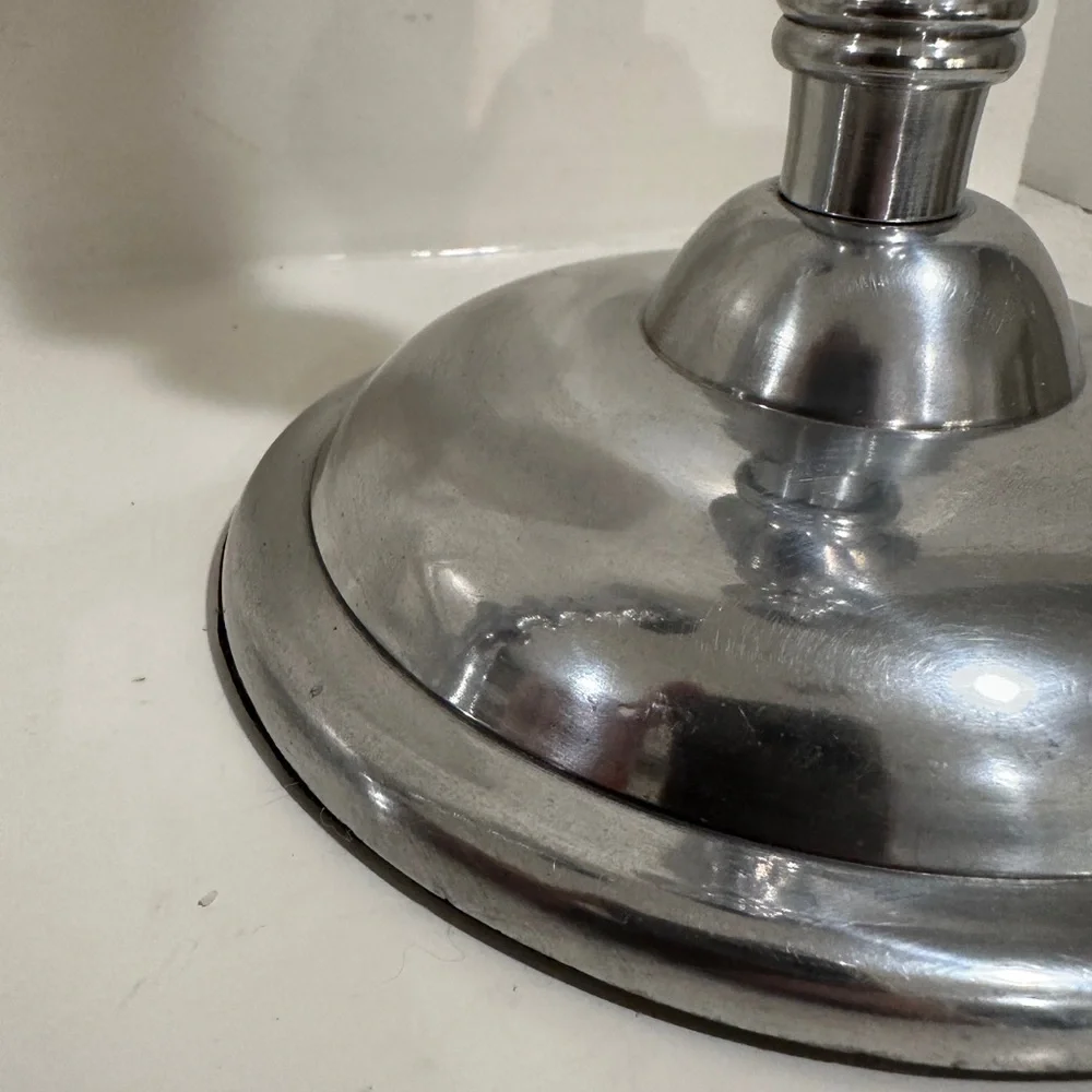 Dominion Cast Aluminum Candlesticks Set of 2 Silver 13” Tall